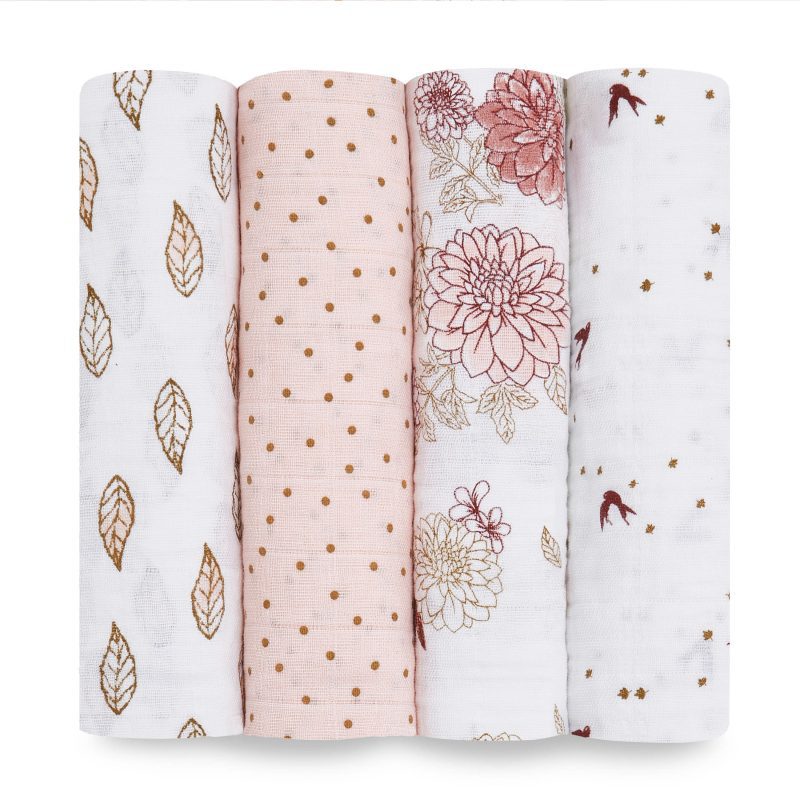 2079 0 dahlias baby cotton muslin swaddles 4pk