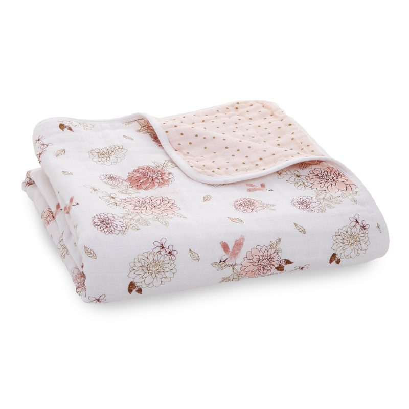 6149 1 dahlias baby cotton muslin blanket