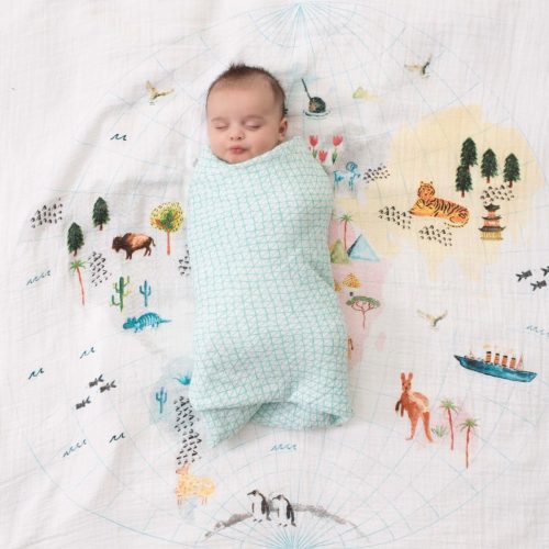 8967 4 classic swaddle 1pk single around the world map animals