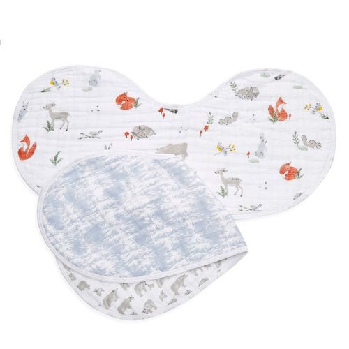 Cotton muslin baby burpy bib 2 pack naturally 1