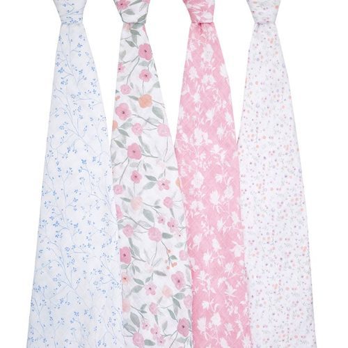 Cotton muslin baby swaddle 4 pack mon fleur 1