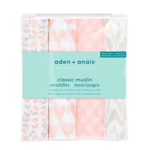 ESWC40021 2 baby essentials cotton muslin swaddle piece of my heart 4pk