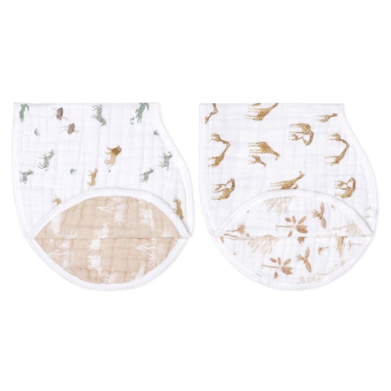 abbo20008 1 baby organic muslin cotton burpy bibs safari dreams 2pack