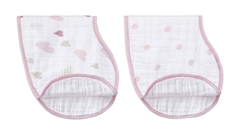 aden anais baby classic burpy bib 2pk pink hearts heartbreaker 7034 0