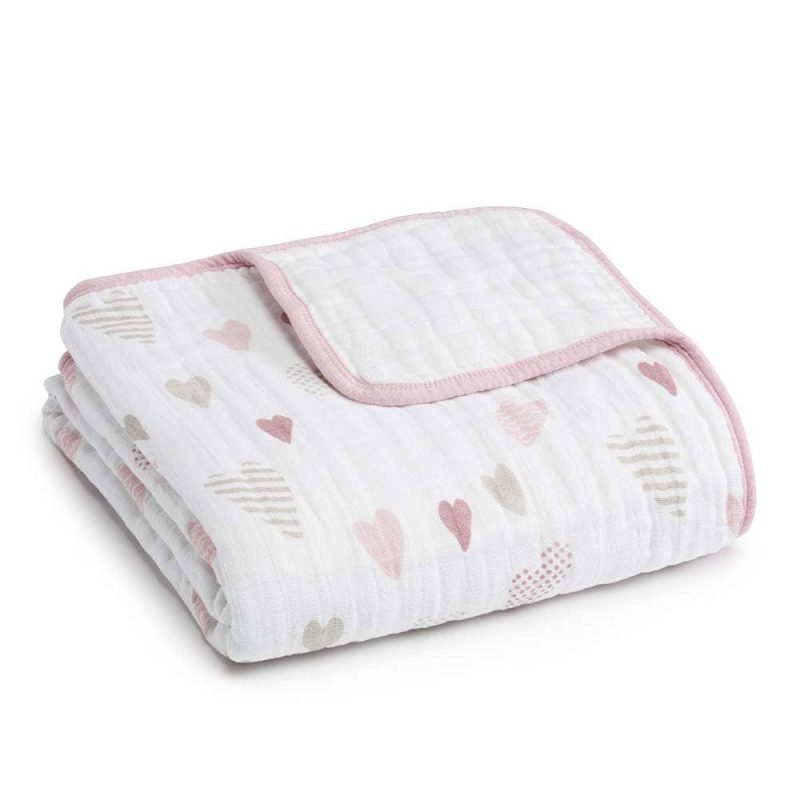 aden anais baby classic dream blanket pink hearts heartbreaker 6041 0