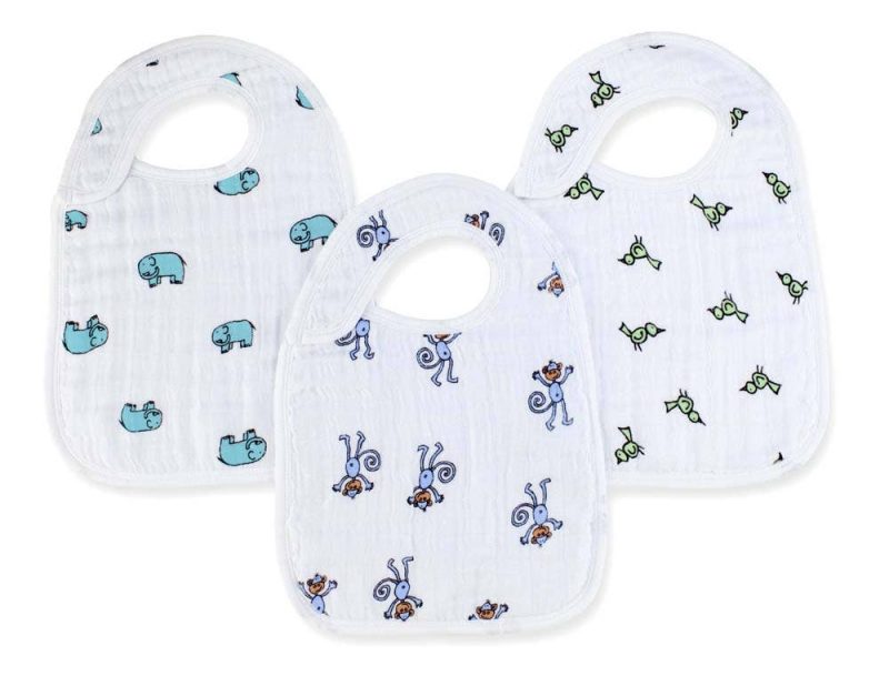 aden anais baby classic snap bib 3pk monkey elephant birds animals jungle jam 7102 0