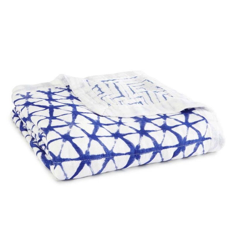 aden anais baby silky soft dream blanket blue indigo shibori 9317 0