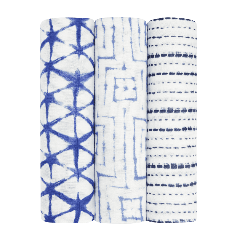 aden anais baby silky soft swaddle 3pk blue indigo shibori 9213 0