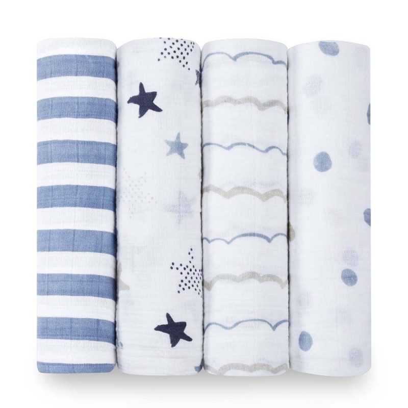 aden anais baby swaddle 4pk blue stripe rock star 2046 0