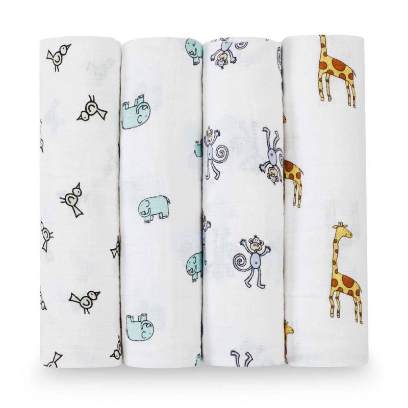 aden anais baby swaddle 4pk jungle jam bird elephant monkey giraffe 2026 0