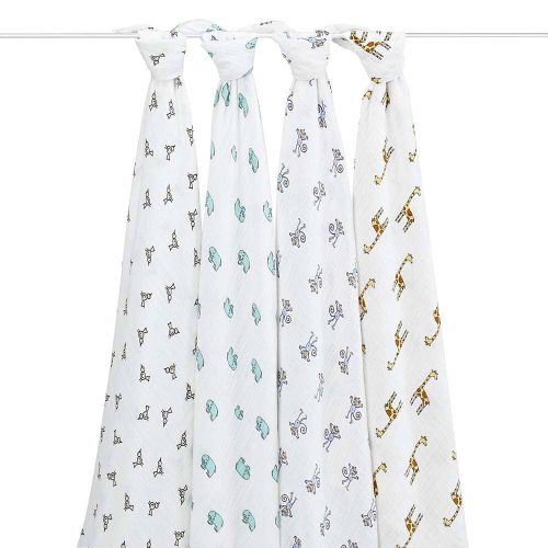 aden anais baby swaddle 4pk jungle jam bird elephant monkey giraffe 2026 1