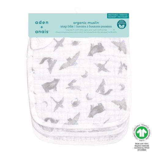 asno30004 2 baby organic cotton muslin snap bibs map the stars 3pack gots