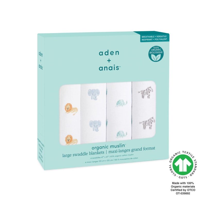 aswo40004 3 baby organic muslin swaddle animal kingdom 4pack