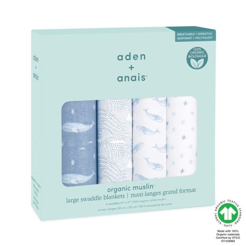 aswo40005 2 baby organic cotton muslin swaddles oceanic 4pack cw12522 gots