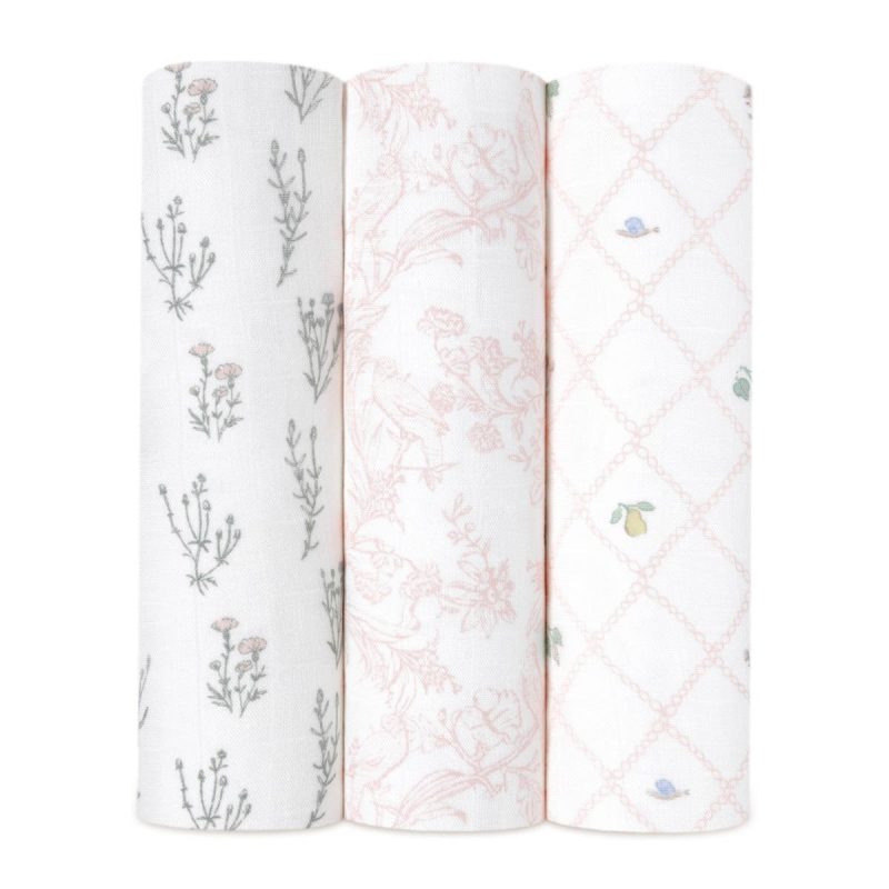 asws30008 0 baby silky soft muslin swaddles french floral 3pack