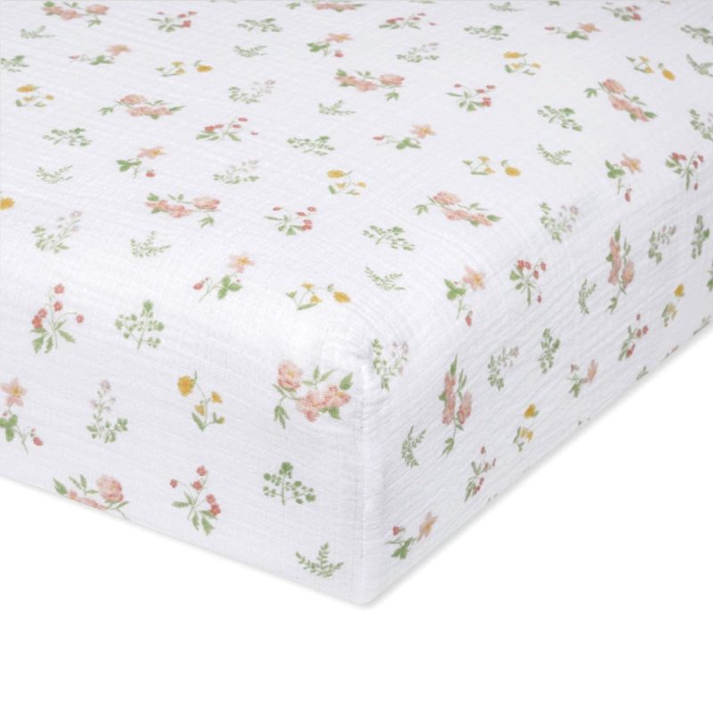 ecsc10014 1 baby cotton muslin crib sheet country floral