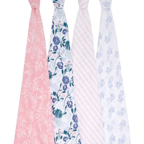 essentials cotton muslin baby swaddle 4 pack flowers bloom 1