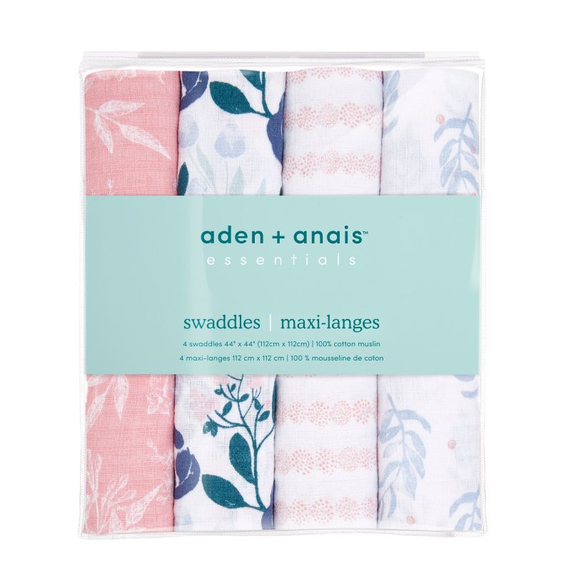 essentials cotton muslin baby swaddle 4 pack flowers bloom 2