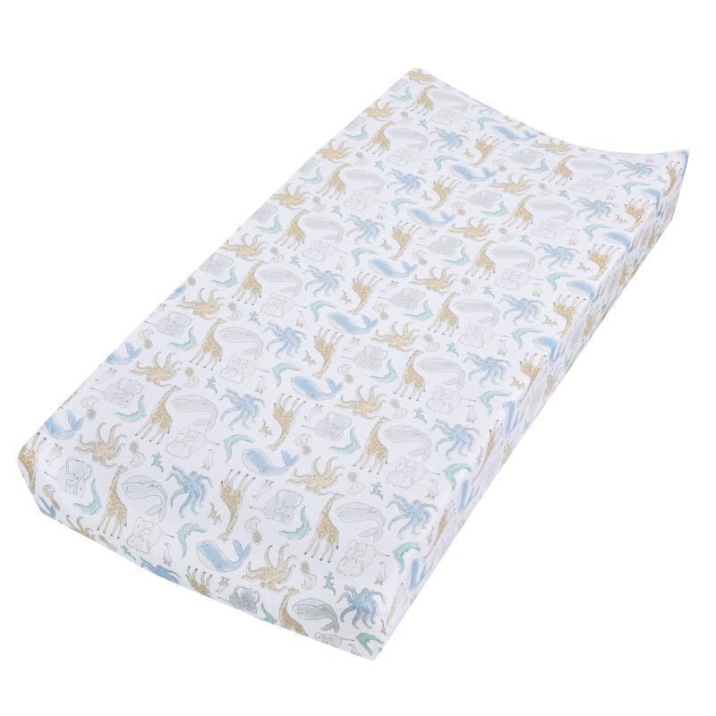 essentials cotton muslin changing pad cover natural history ECPC10007 1