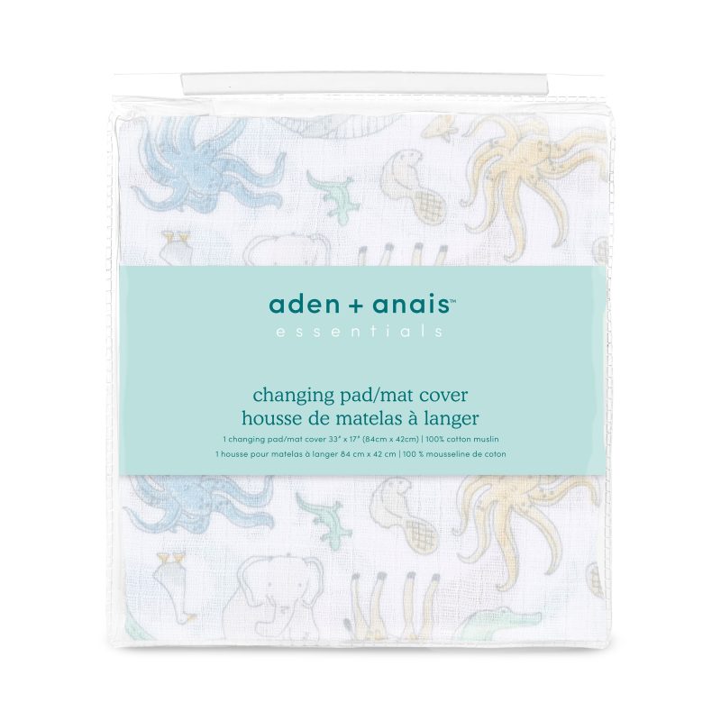 essentials cotton muslin changing pad cover natural history ECPC10007 2