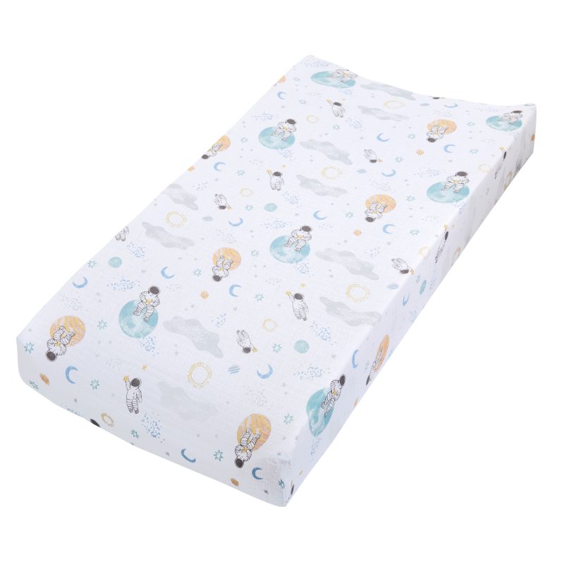 essentials cotton muslin changing pad cover space explorers ECPC10008 1