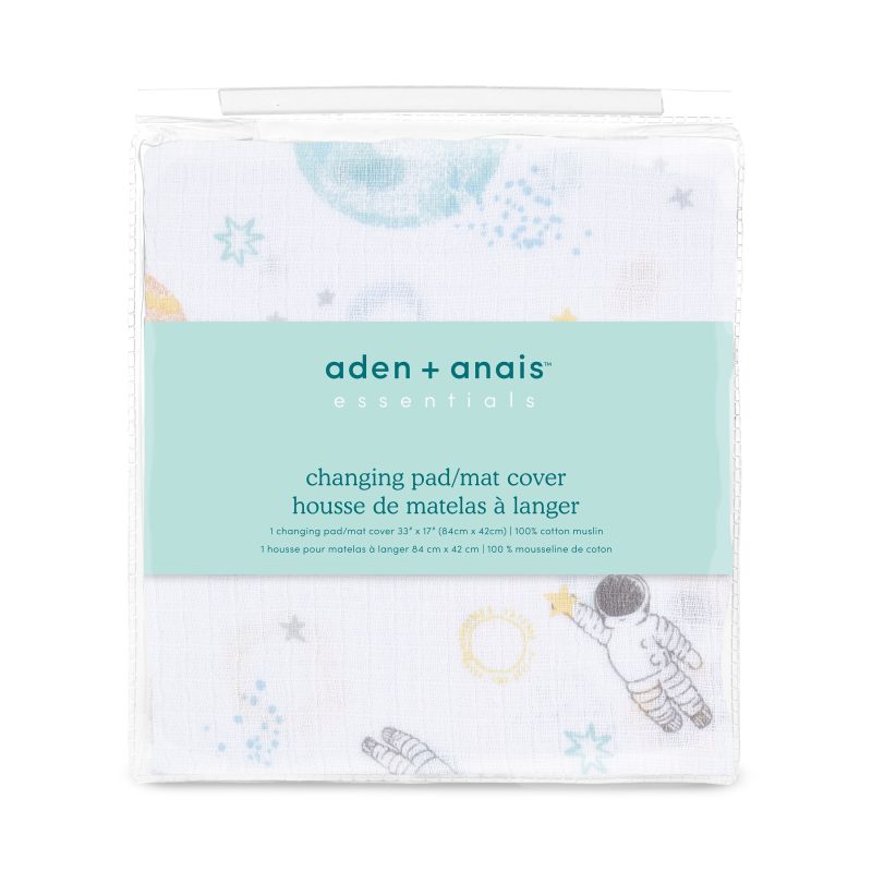 essentials cotton muslin changing pad cover space explorers ECPC10008 2