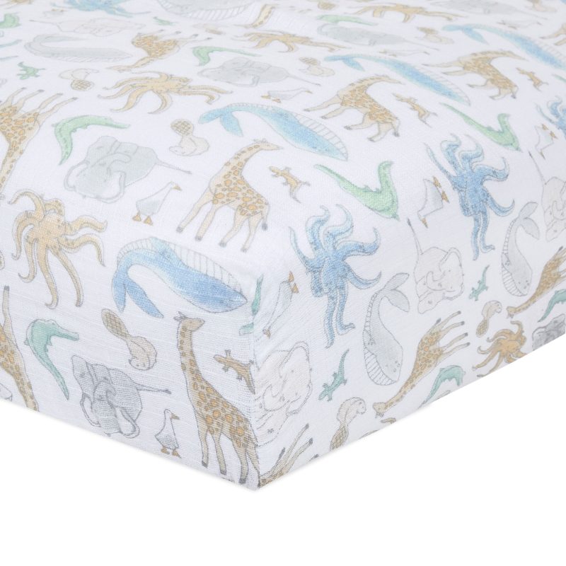 essentials cotton muslin crib sheet natural history ECSC10007 1