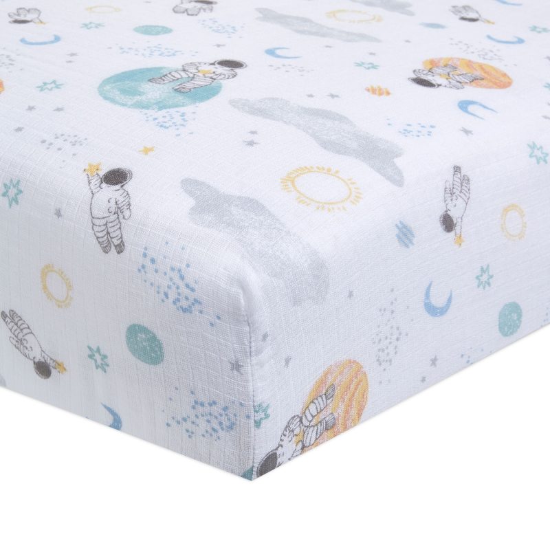 essentials cotton muslin crib sheet space explorers ECSC10008 1