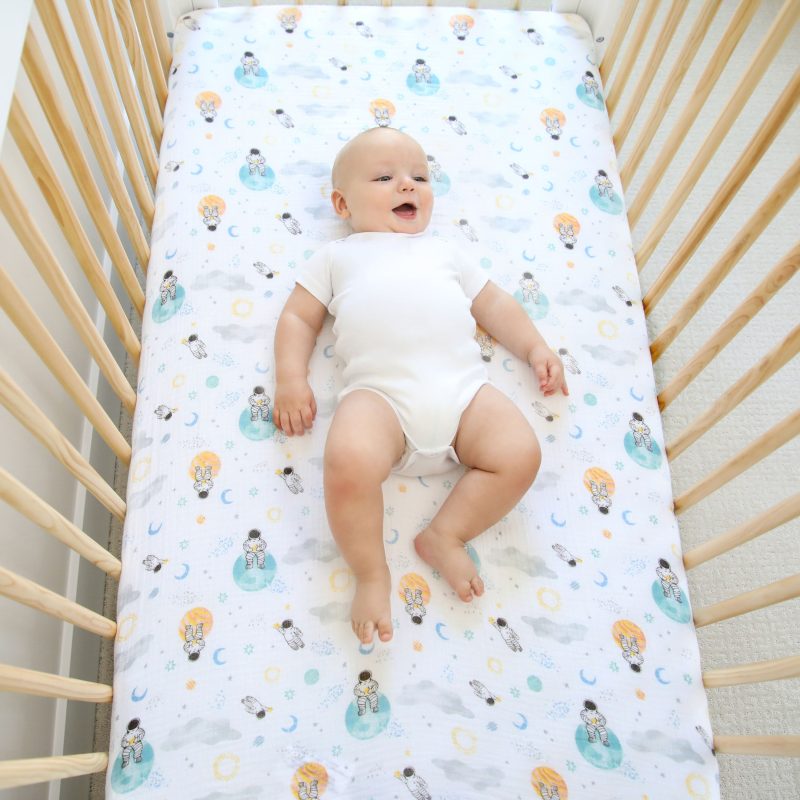 essentials cotton muslin crib sheet space explorers ECSC10008 3