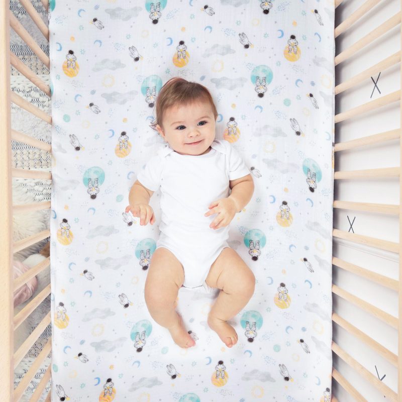 essentials cotton muslin crib sheet space explorers ECSC10008 4