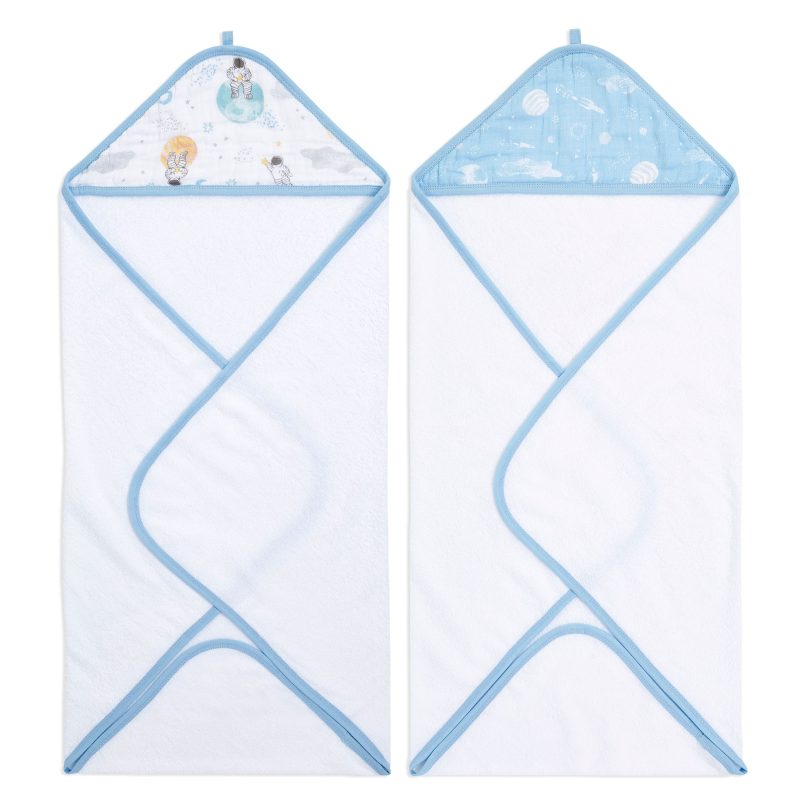 essentials cotton muslin hooded towel space explorers EHTC20021 1