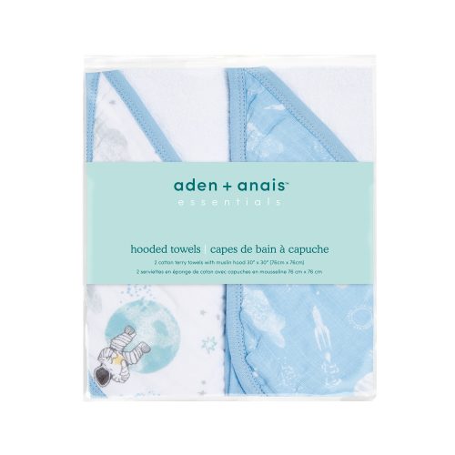 essentials cotton muslin hooded towel space explorers EHTC20021 2