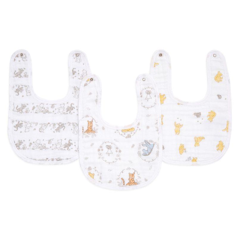 essentials cotton muslin snap bib 3pk winnie and friends ESNC30008DI 1