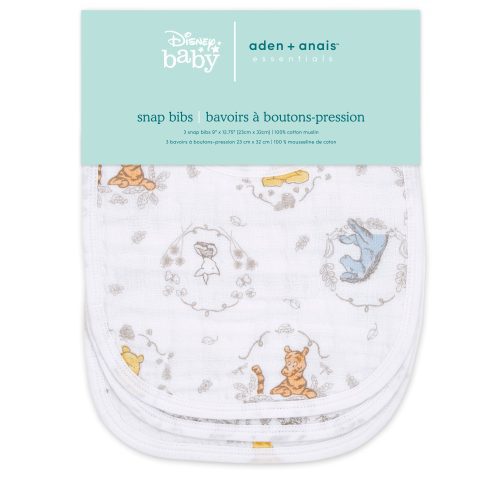 essentials cotton muslin snap bib 3pk winnie and friends ESNC30008DI 2