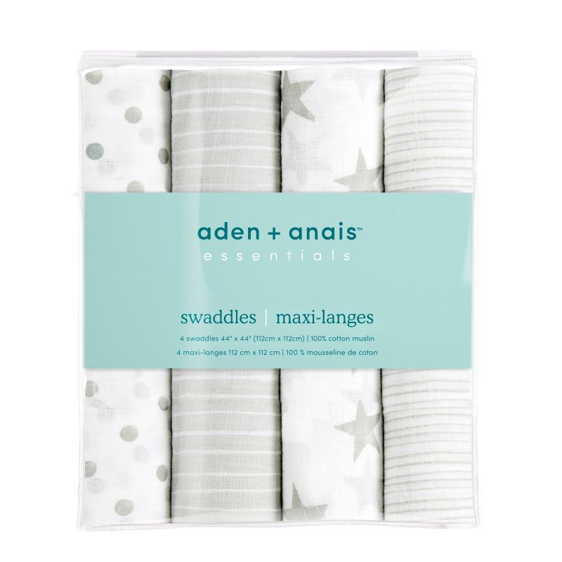 essentials cotton muslin swaddle 4pk dusty grey S3103 1