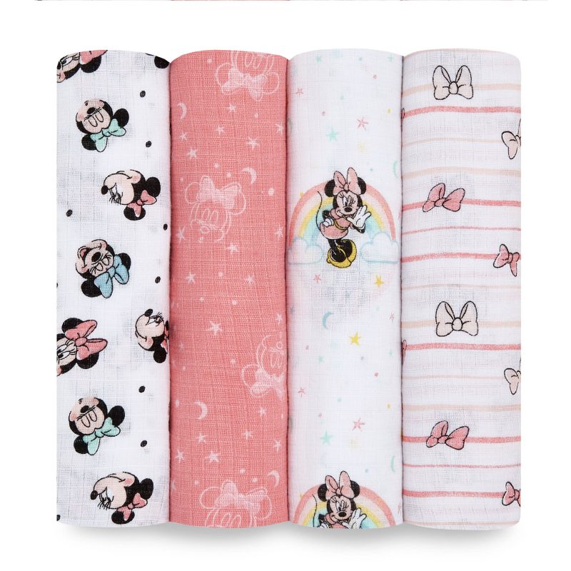 essentials cotton muslin swaddle 4pk minnie rainbows ESWC40005DI 0