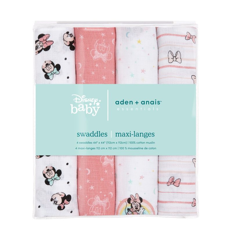 essentials cotton muslin swaddle 4pk minnie rainbows ESWC40005DI 2