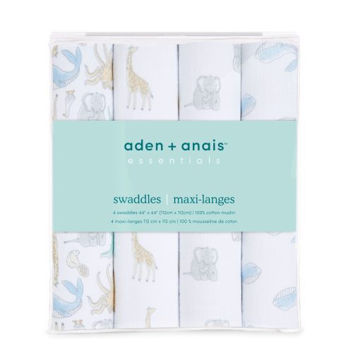 essentials cotton muslin swaddle natural history 4pack ESWC40014 3