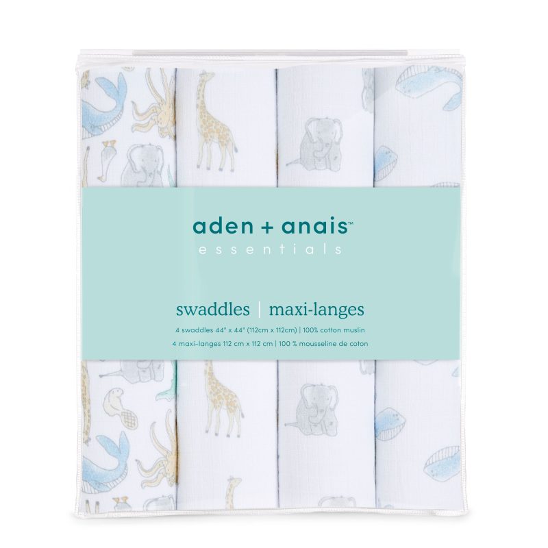 essentials cotton muslin swaddle natural history 4pack ESWC40014 3