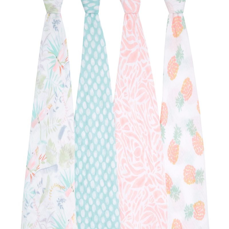 essentials cotton muslin swaddle tropicalia 4pack ESWC40016 2