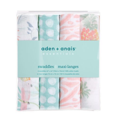 essentials cotton muslin swaddle tropicalia 4pack ESWC40016 3