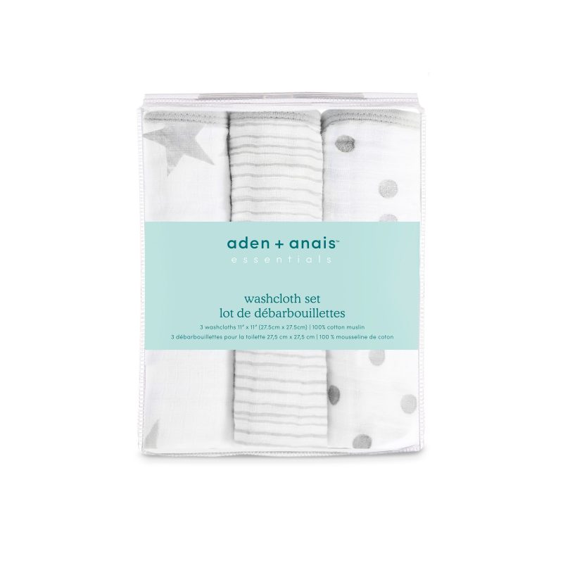 essentials cotton muslin washcloth 3pk dusty grey S3653 2