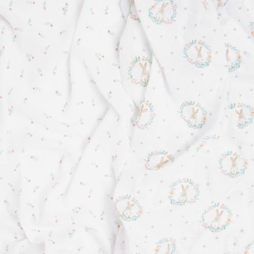 eswc20029 swatches baby organic cotton muslin swaddles blushing bunnies 2pack