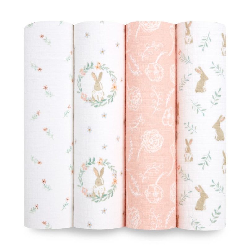 eswc40023 eswc40027 1 baby cotton muslin swaddles blushing bunnies 4pack