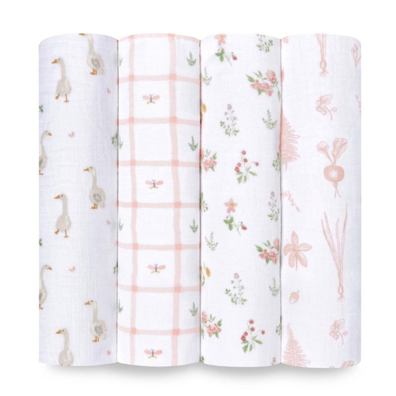 eswc40031 0 baby cotton muslin swaddles country floral 4pack