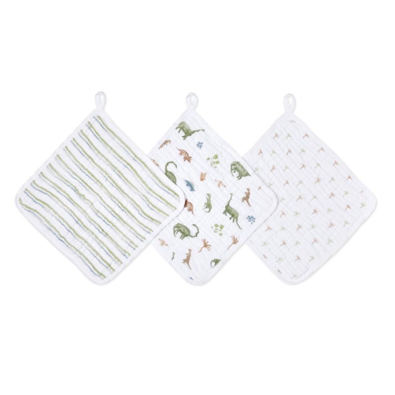 ewcc30015 1 baby cotton muslin washcloths dino jungle 3pack