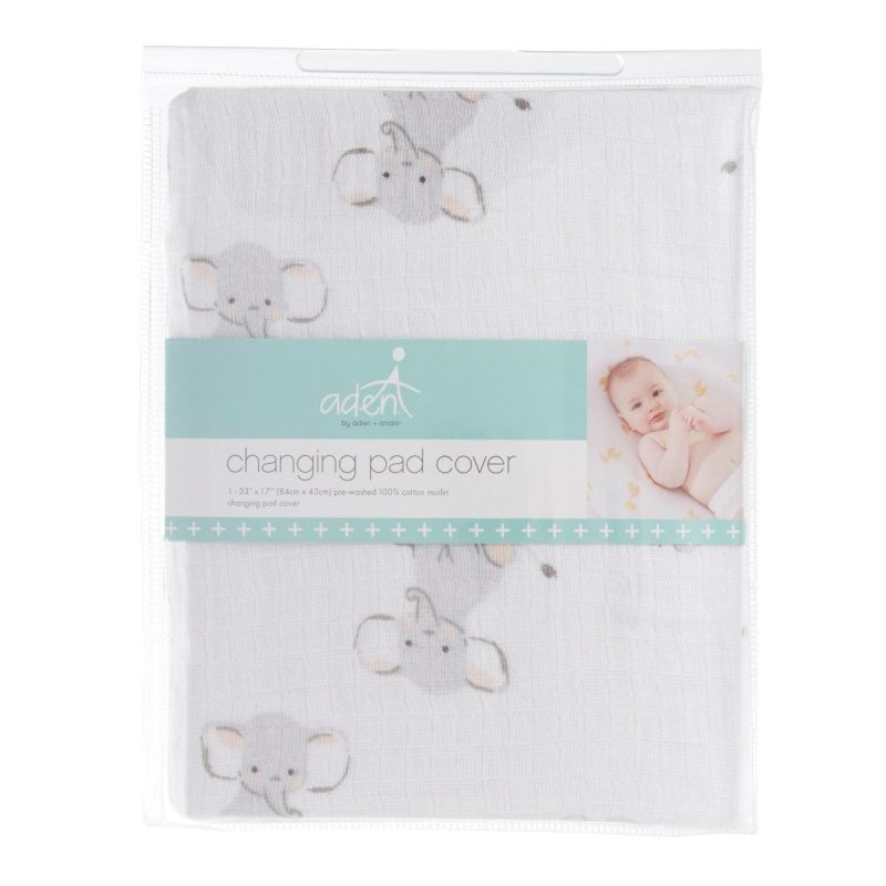 s846 2 aden muslin changing pad cover safar babes elephant